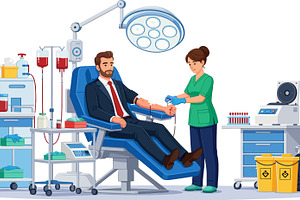Executive Donating Blood in a Modern, a Health & Medical Photo by angellodeco