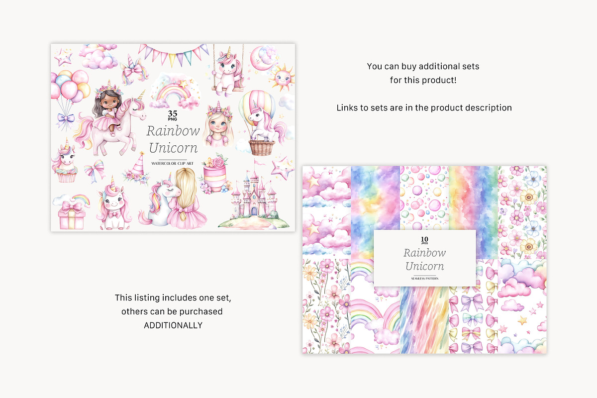 Rainbow Unicorn Clipart, an Animal Illustration by GlamArtZhanna (Photo 2 of 6)