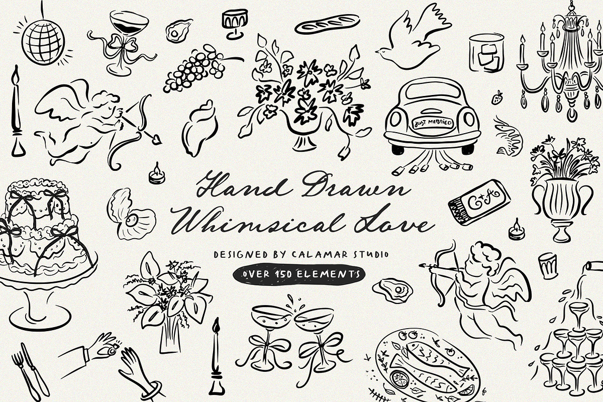 Whimsical Wedding Illustrations SVG, an Illustration by Calamar Studio (Photo 1 of 33)