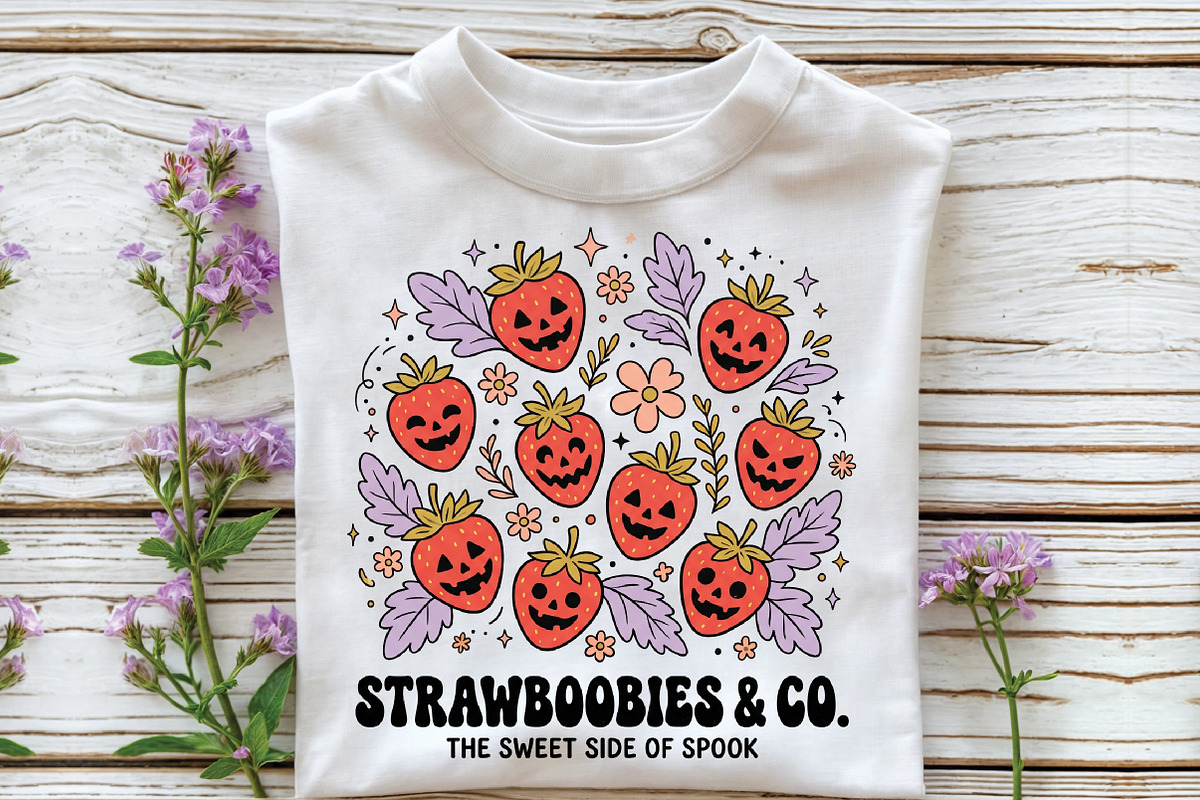 Boho Halloween Strawboories PNG, a Work Illustration by CraftArtStudio (Photo 2 of 4)