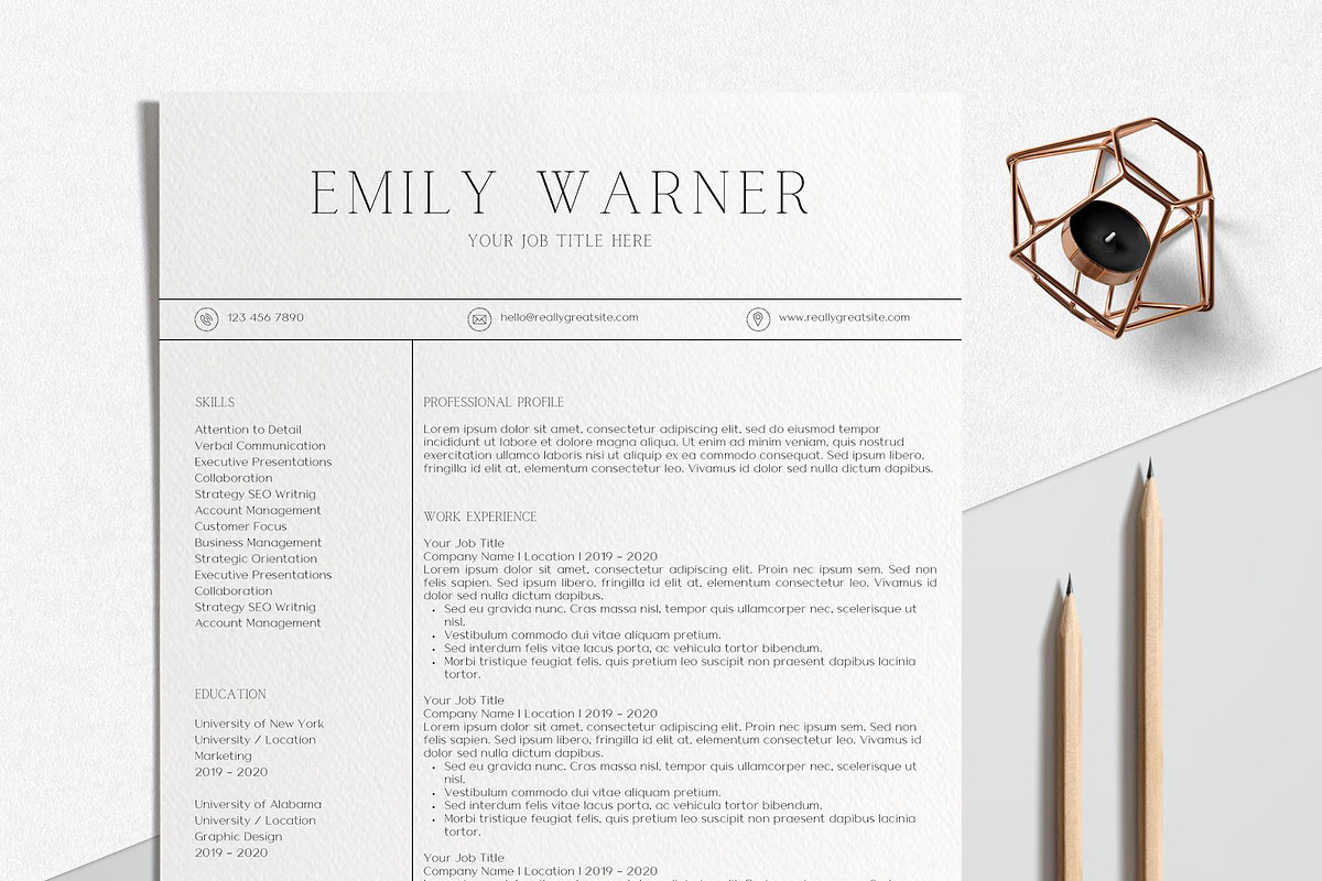 Minimalist Resume Canva Template, a Resume Template by LucaTheme (Photo 1 of 9)