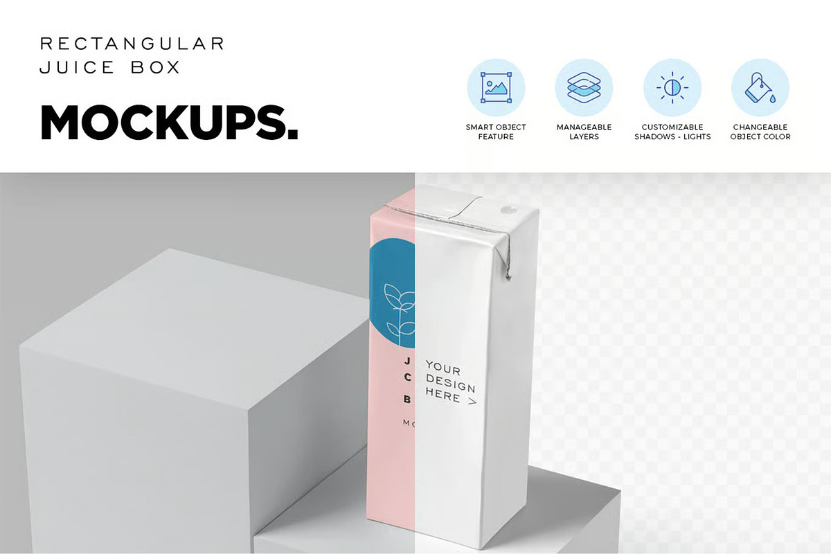Rectangular Juice Box Mockups, a Product Mockup by megostudi0 (Photo 5 of 6)