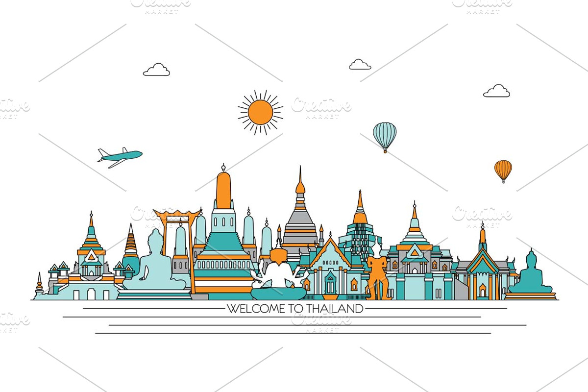 Thailand line art skyline, an Illustration by LisaKolbasa (Photo 3 of 3)