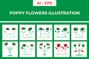 Stylized Poppy Flowers Illustration, a Decorative Illustration by Lakhan1998 (Thumbnail 1 of 6)