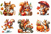 Watercolor Autumn Squirrels Clipart, an Illustration by OK Design (Thumbnail 2 of 5)