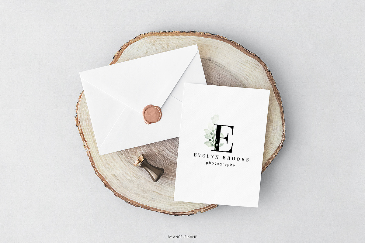 Premade Logos watercolor greenery, a Branding & Logo Template by Angele Kamp (Photo 4 of 10)