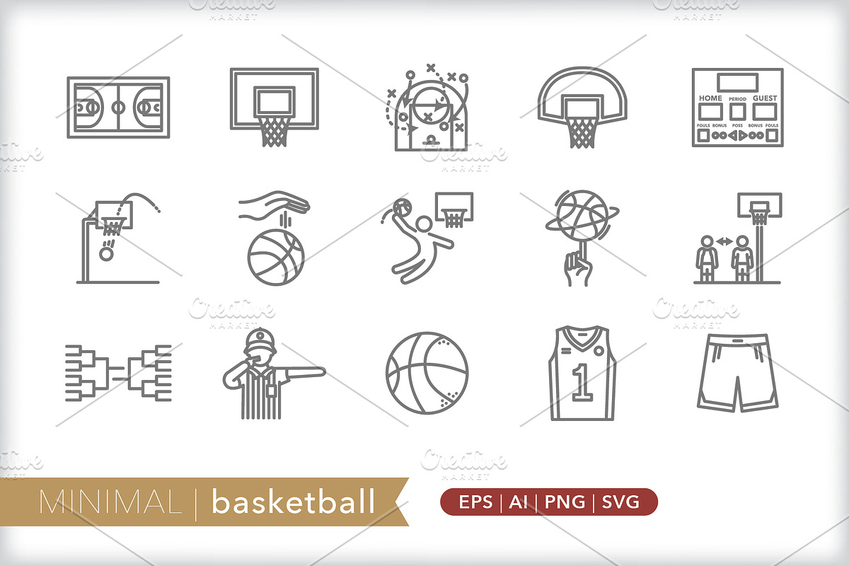 Minimal basketball icons, an Outline Icon by Picture Window (Photo 1 of 5)