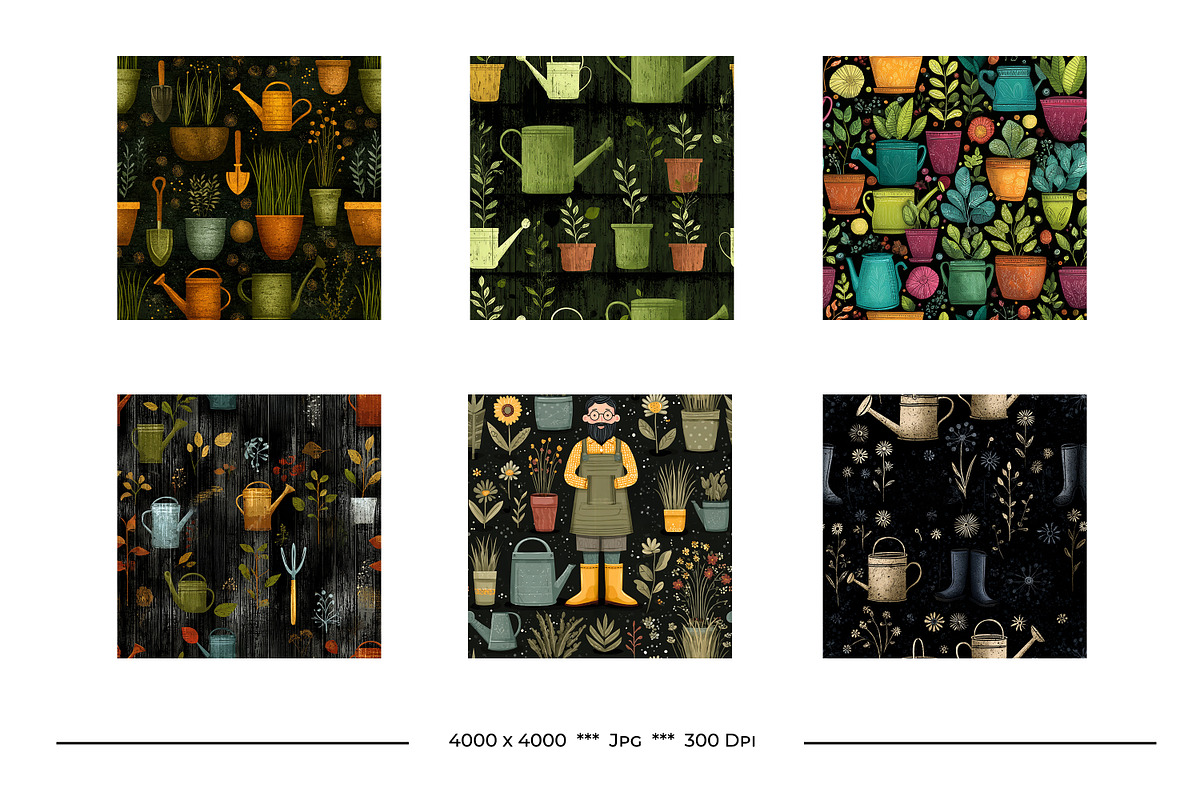 Gardening Retro Art Style Patterns, a Pattern Graphic by karenfoleyphoto (Photo 6 of 14)