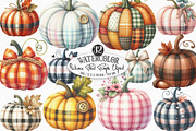 Autumn Plaid Pumpkin Clipart, an Illustration by Designking (Thumbnail 1 of 4)