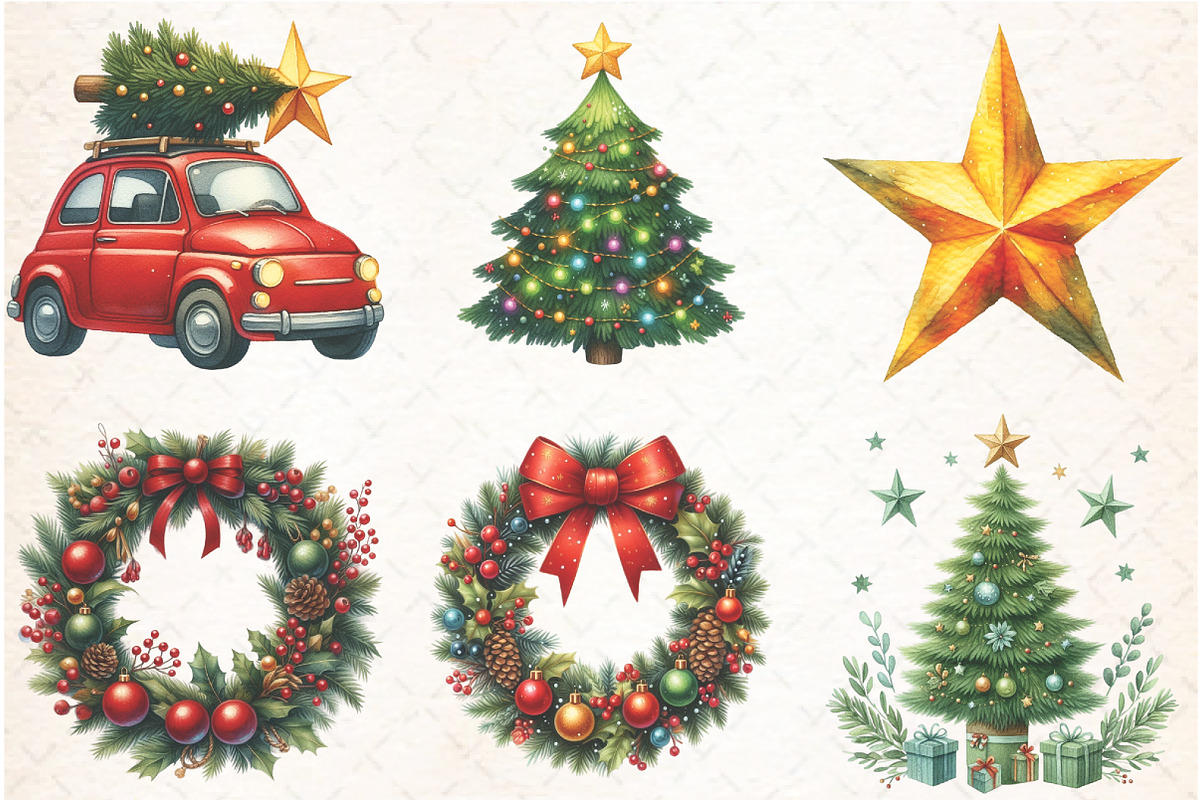 Watercolor Christmas Village Clipart, an Illustration by Libby Wishes (Photo 5 of 9)