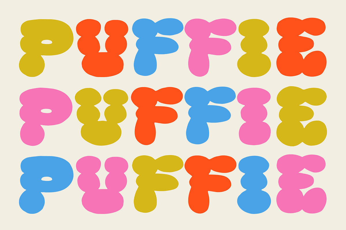 Puffie - Unique Bubble Font, a Font by Studio Funshop by Kelli (Photo 1 of 12)
