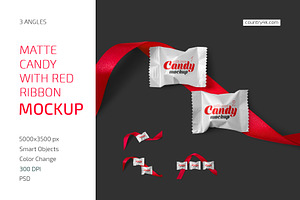 Candy With Red Ribbon Mockup Set