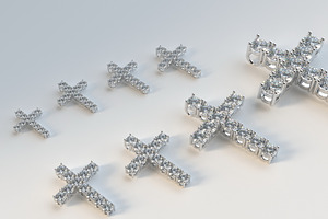 Cross With Diamonds 3D Print Model