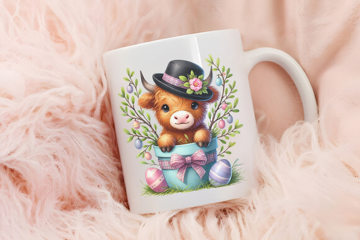 Easter Day Highland Cow Clipart, an Illustration by RobertsArt (Photo 6 of 7)