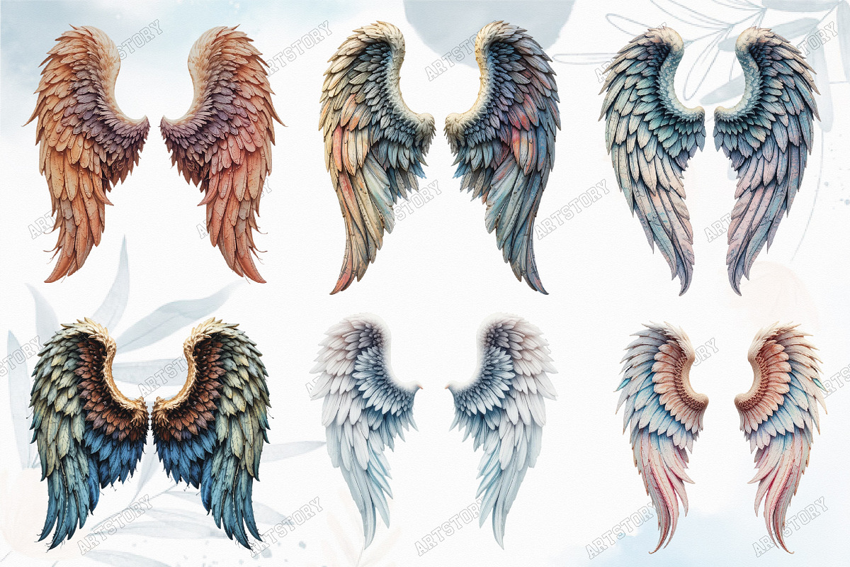 Vintage Angel Wings Clipart, a Graphic by designcity5 (Photo 3 of 5)