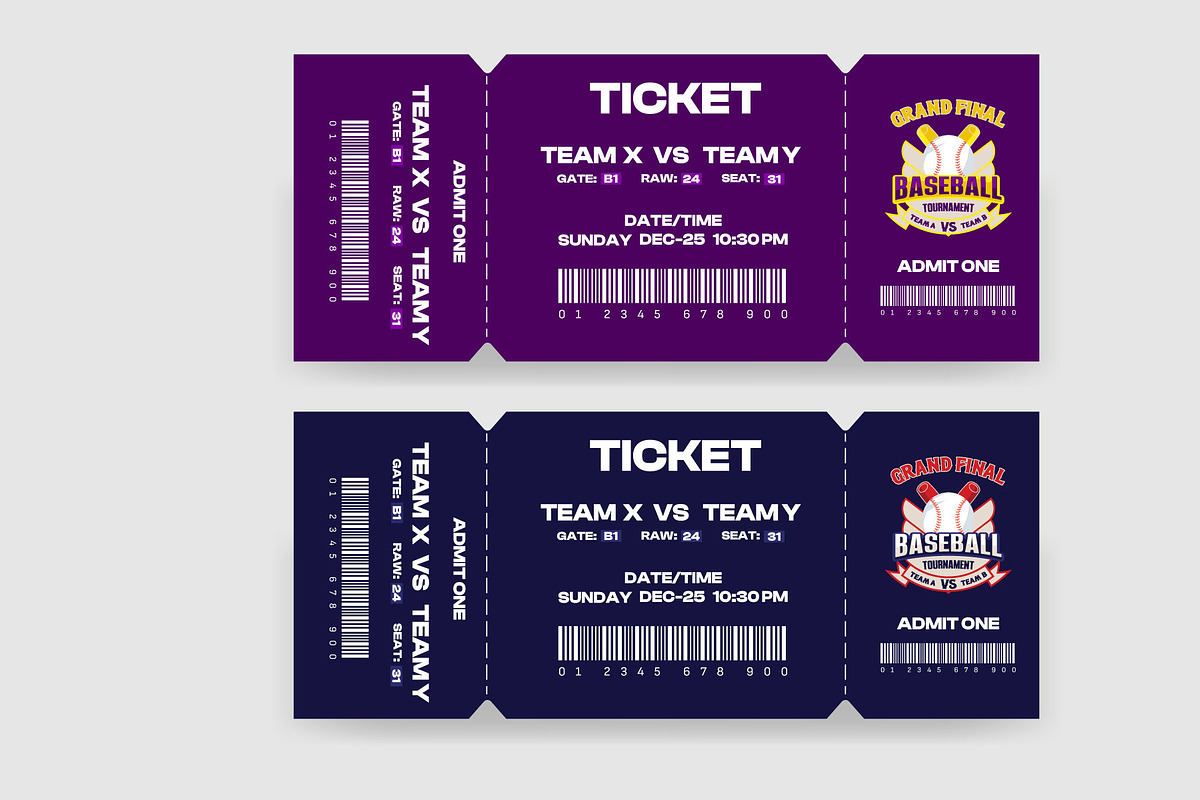 Sports Ticket Card. Baseball ticket, a Print Template by Kazi Hossain (Photo 4 of 4)