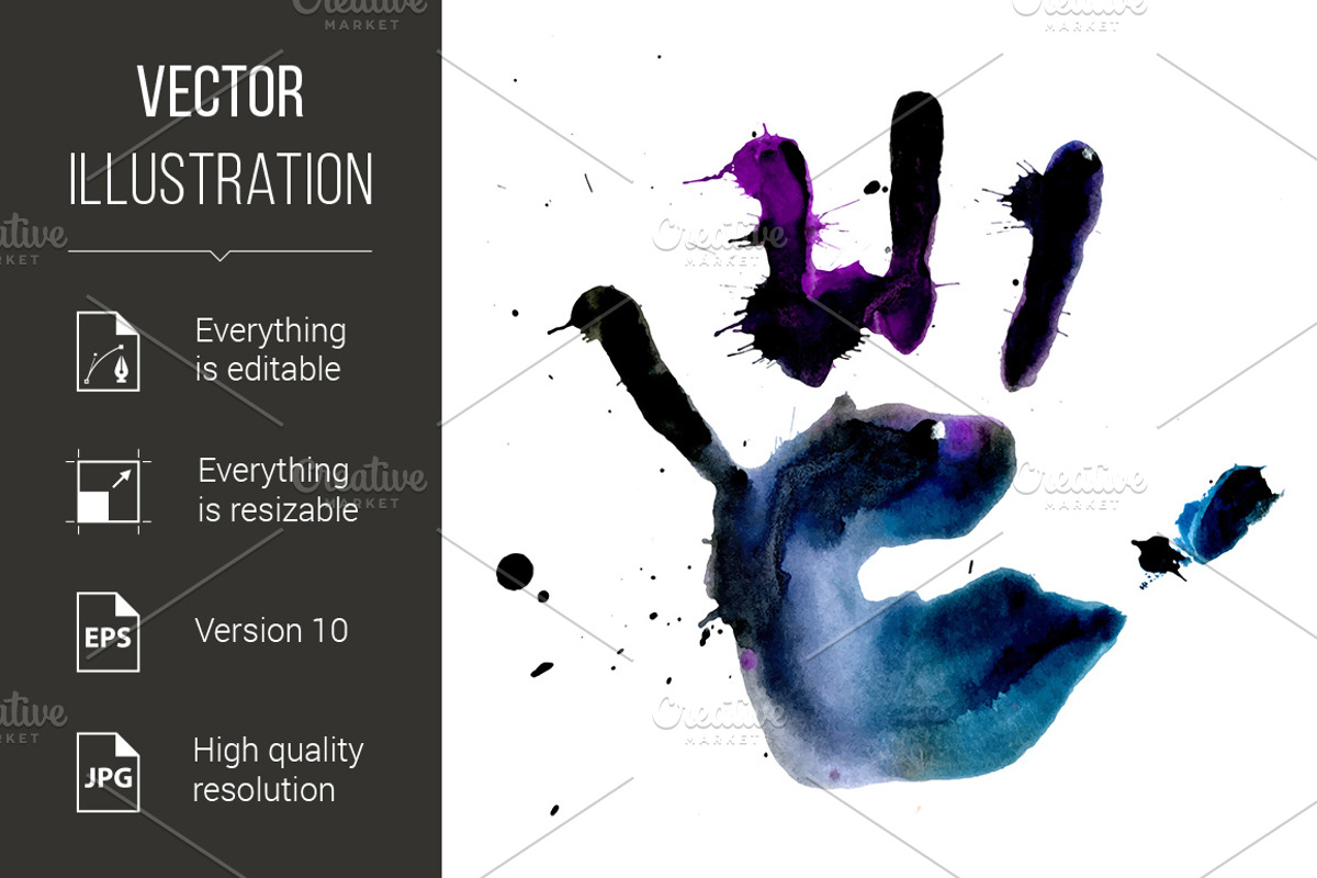 Ink hand print, a Graphic by DvargShop