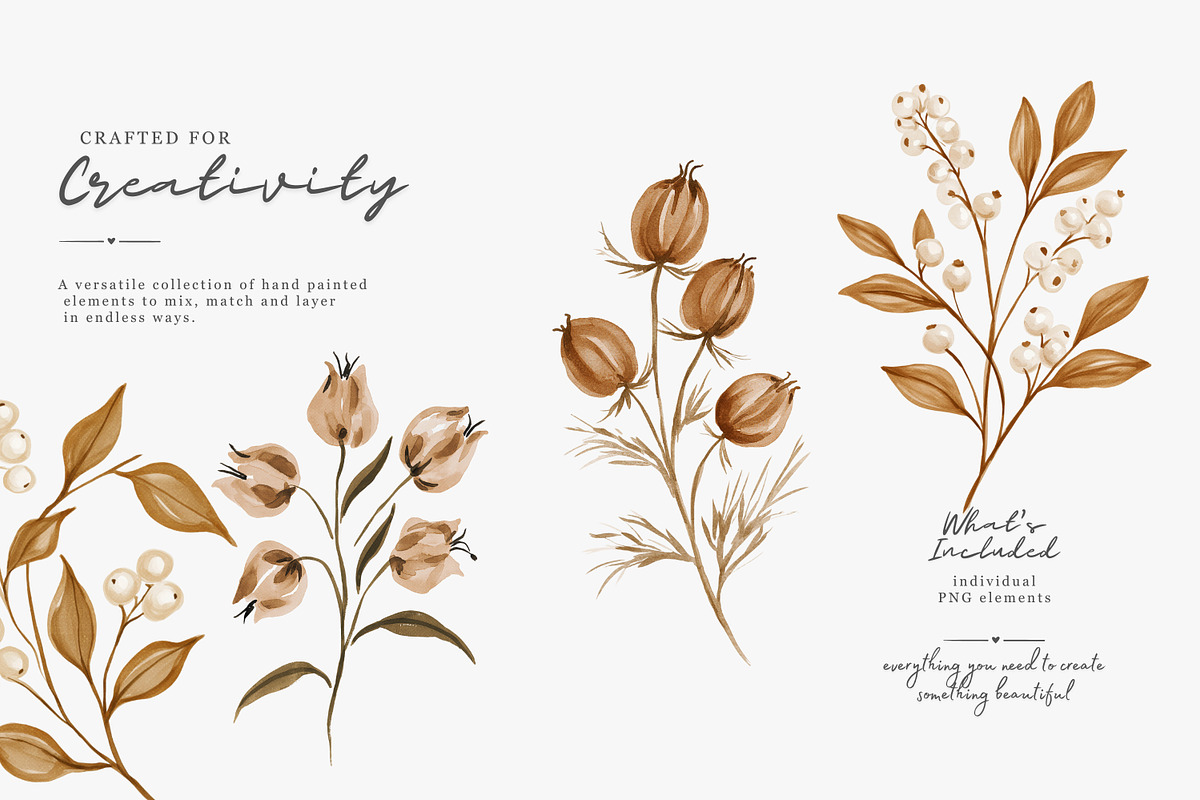 autumn botanical clipart collection, a Decorative Illustration by Patishop Art (Photo 5 of 9)