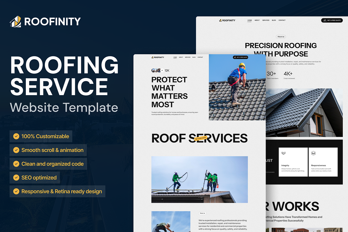 Roofinity - Roofing Website Template