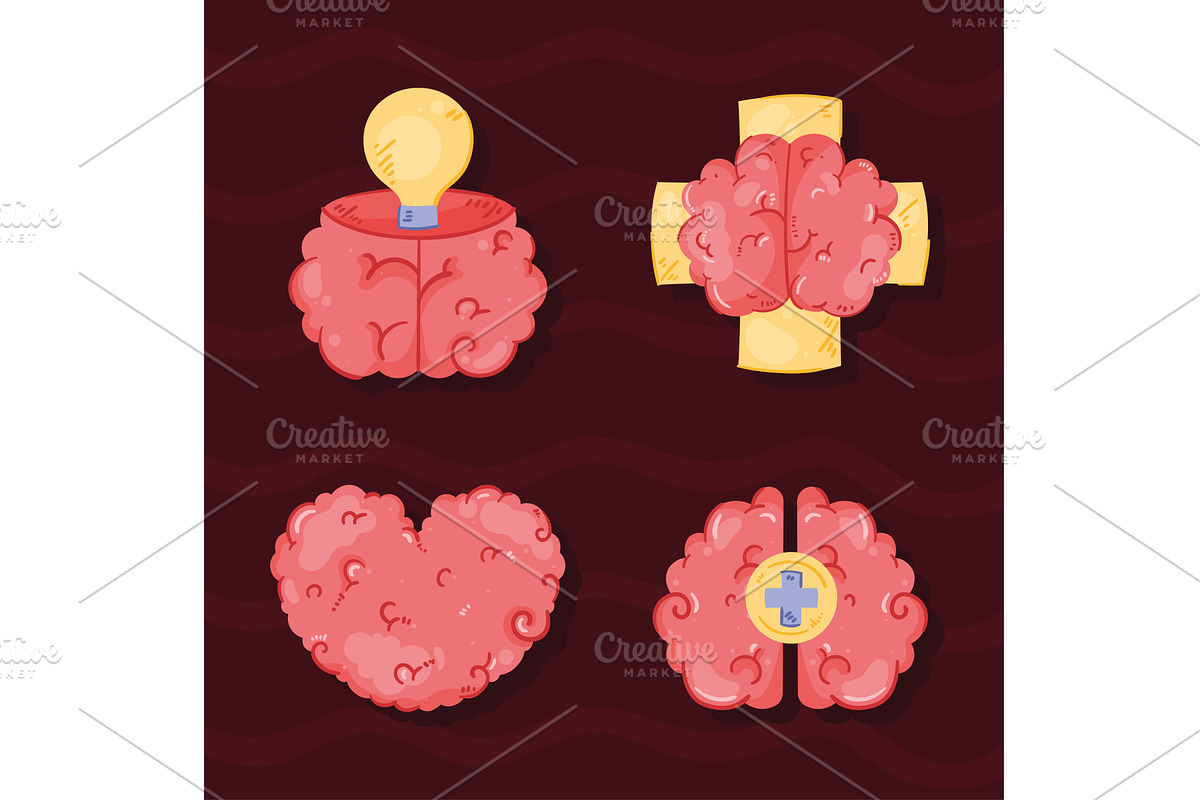 four brains organs icons, a Healthcare Illustration by studiogstock