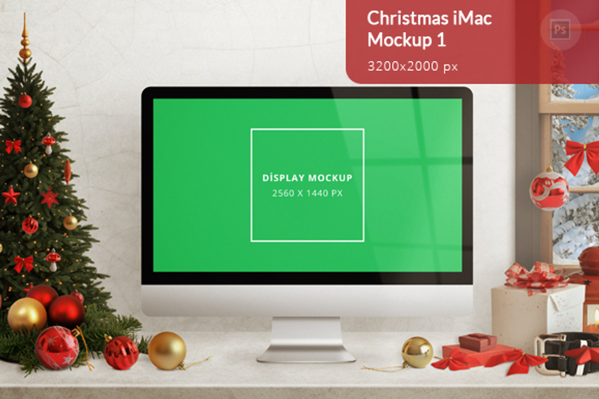 Christmas iMac Mockup 1, a Mac Mockup by RSplaneta