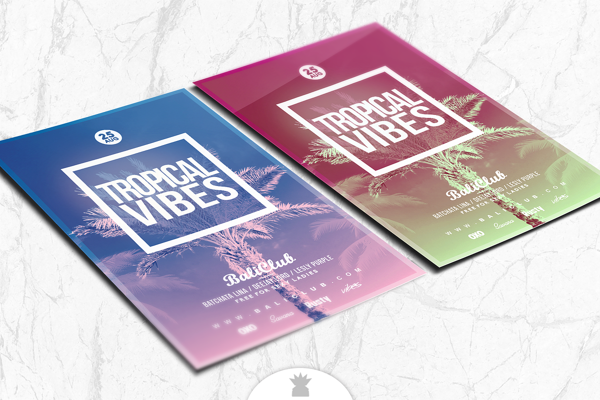 TROPICAL VIBES Flyer Template, a Flyer Template by OVNI-TEMPLATES (Photo 2 of 4)