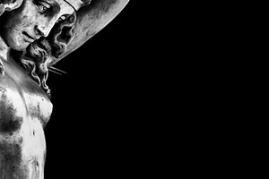 Mythologic golden statue of woman sculpture over black backgroun, an Arts & Entertainment Photo by DanFLCreativo