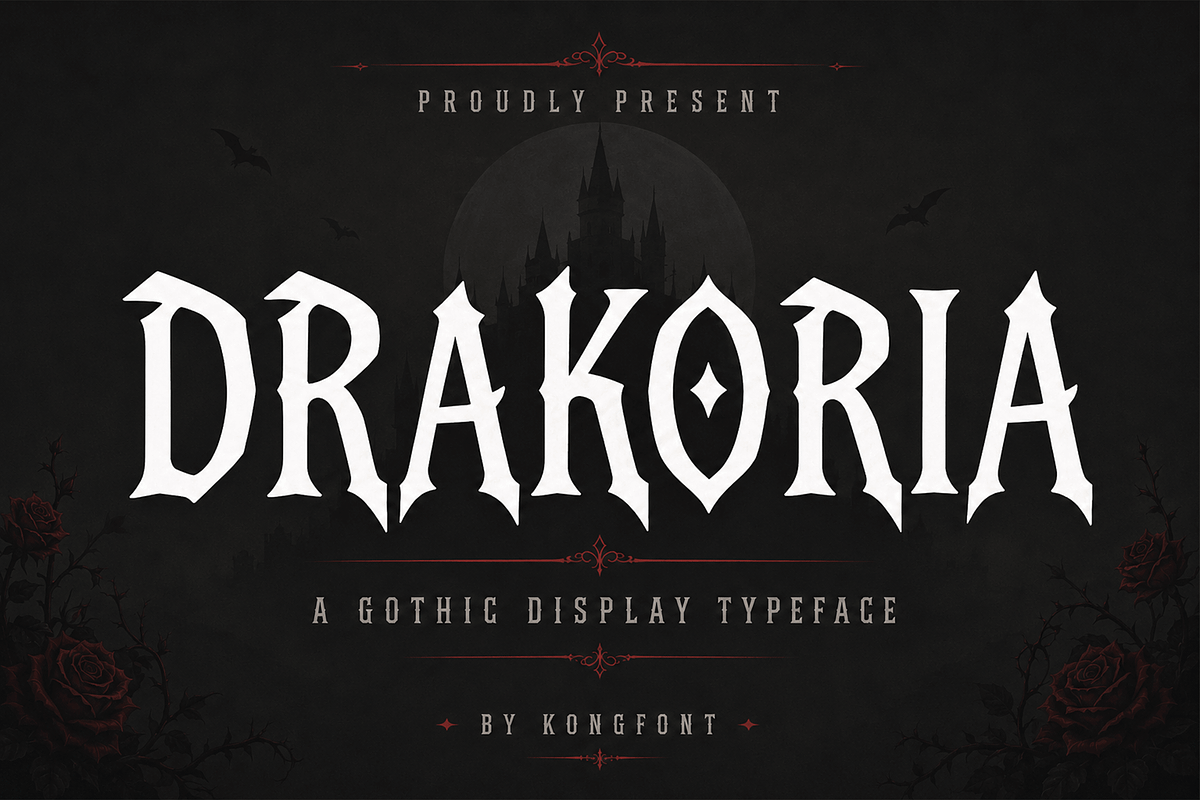 Drakoria - Gothic Fantasy Typeface, a Blackletter Font by overlaytemplates (Photo 1 of 5)