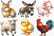 Watercolor Farm Animals Clipart, an Illustration by Canvas Craft (Thumbnail 3 of 7)
