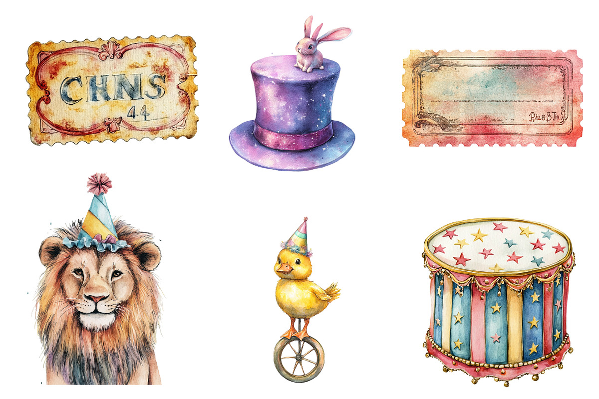 Pastel Summer Circus Clipart, an Illustration by CreationArt (Photo 3 of 5)