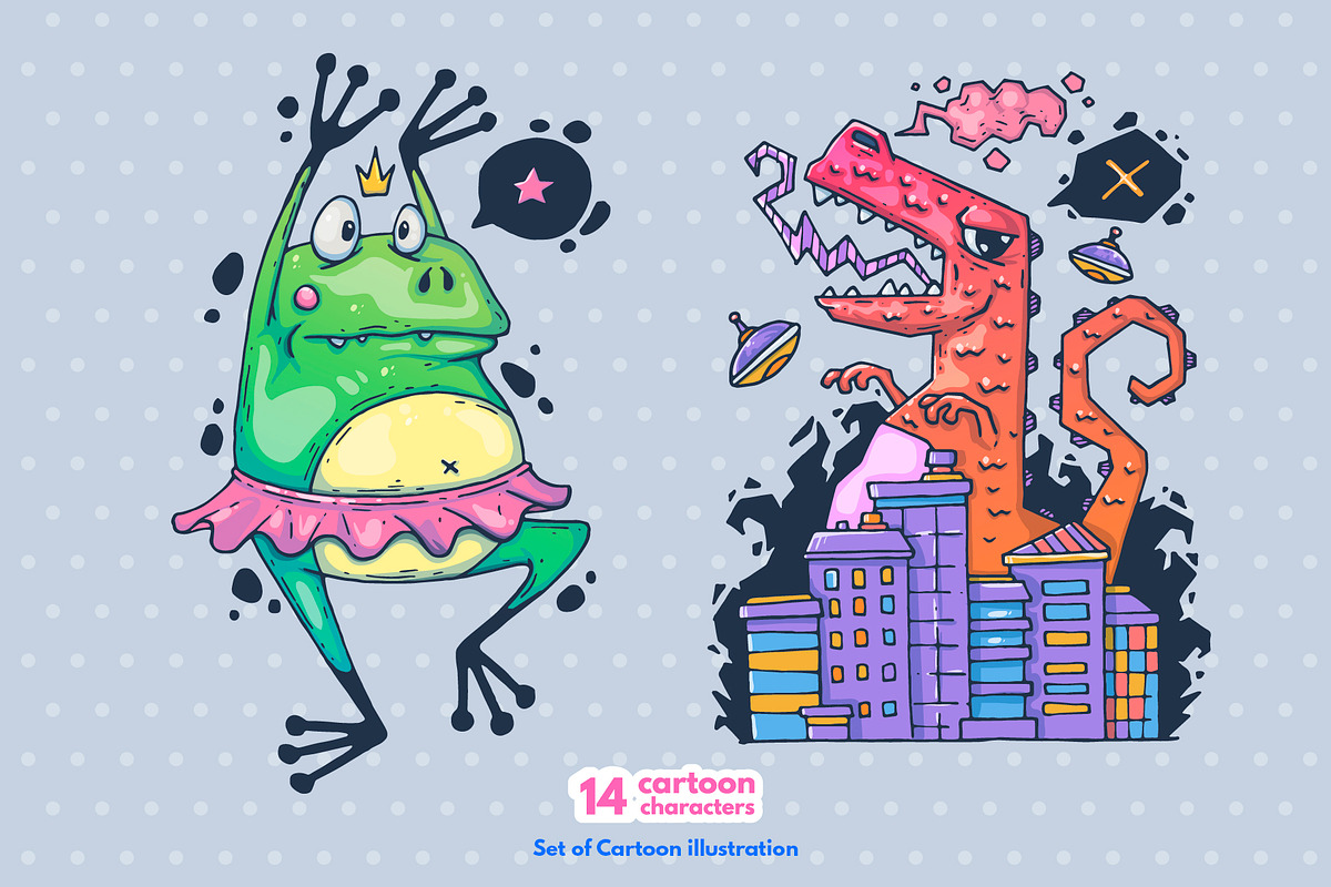 14 Different Cartoon Characters, a Technology Illustration by Andrew_Derr