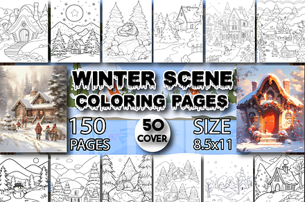 Winter Scene Coloring Book Pages, an Illustration by CFC Design Hub