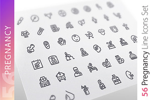Pregnancy Line Icons Set