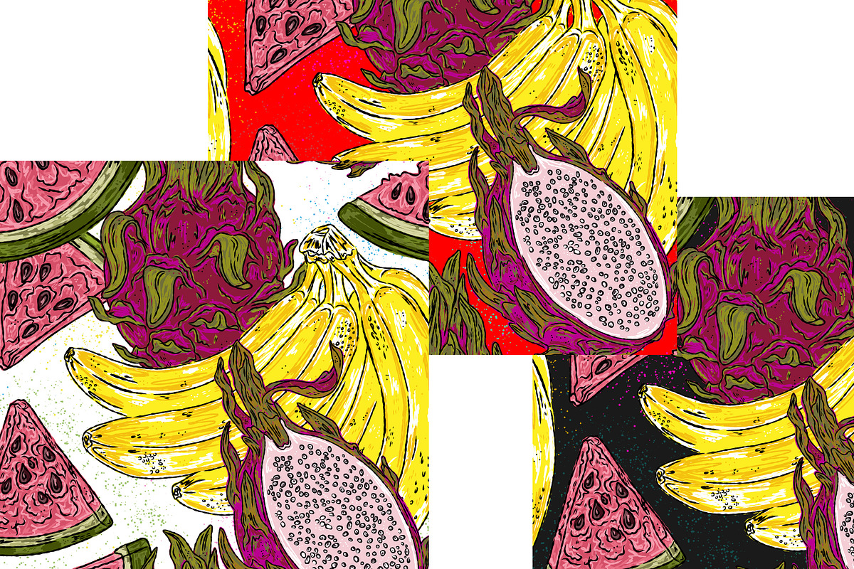 Botanical tropical fruits maximalist, a Pattern Graphic by NayaChu (Photo 5 of 9)