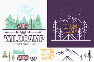 Iconic Camping Linear Badges