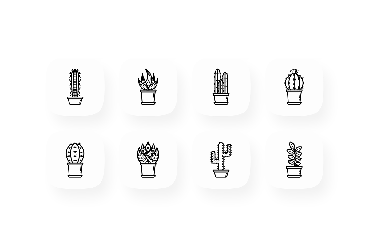 Succulents 16 Thin Line Icons Set, an Outline Icon by Alex Blogoodf (Photo 4 of 5)
