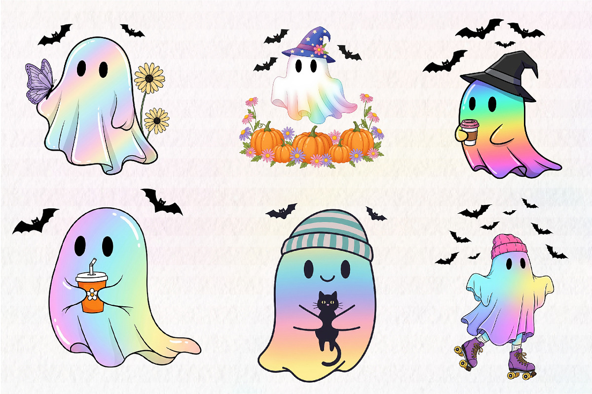 Funny Halloween Ghost Iridescent, an Illustration by CreationArt (Photo 2 of 5)