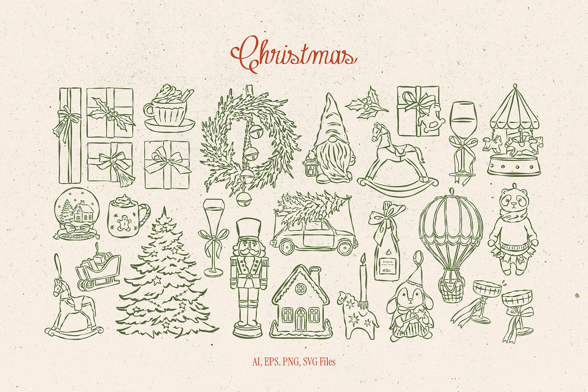 Whimsical Christmas Illustrations, an Object Graphic by DesignThatMatters (Photo 5 of 16)