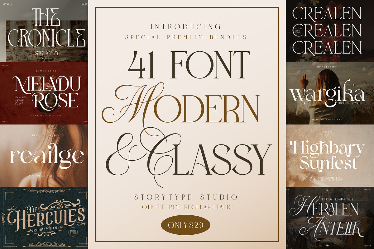 SALE! Modern & Classy Serif Font, a Serif Font by Storytype Studio (Photo 1 of 42)