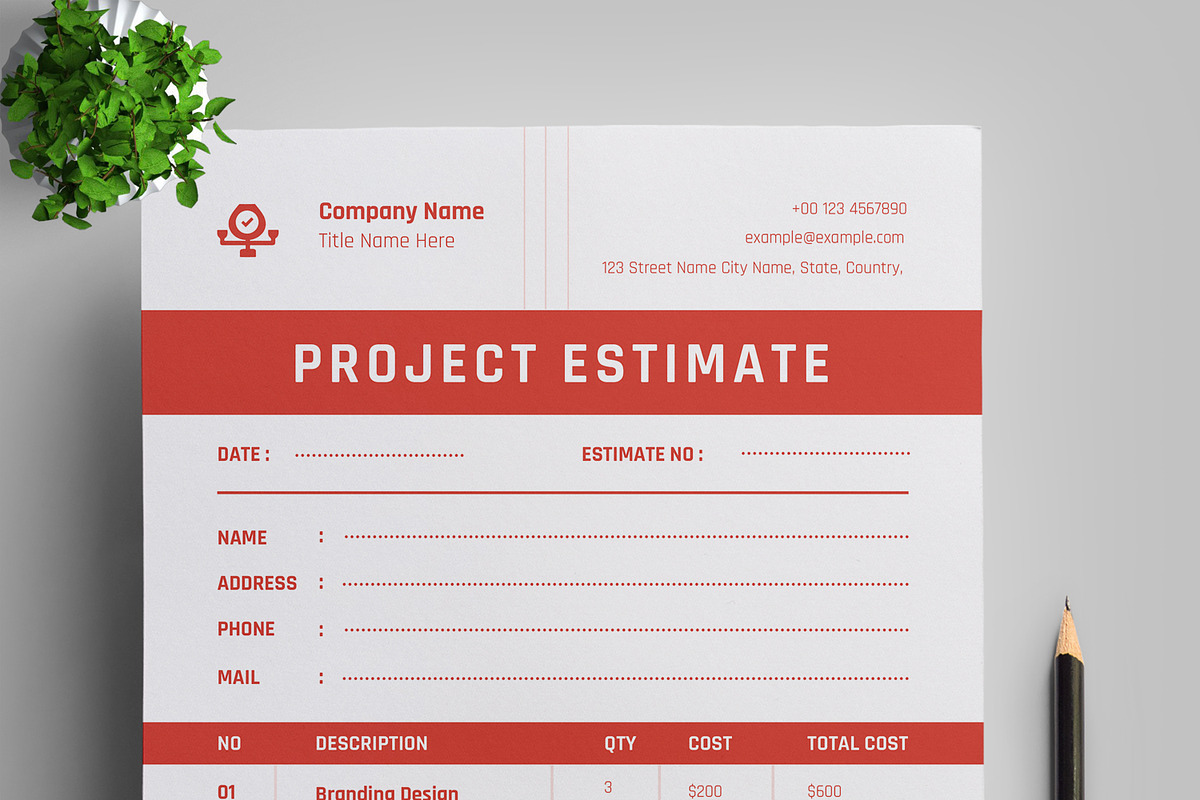 Invoice Project Estimate, a Stationery Template by MightyDesign (Photo 2 of 8)