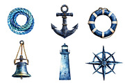Vintage Navy Blue Sailing Clipart, an Illustration by CreationArt (Thumbnail 4 of 5)