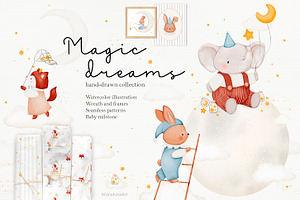 Magic dreams watercolor collection, an Animal Illustration by AfonshinaArt