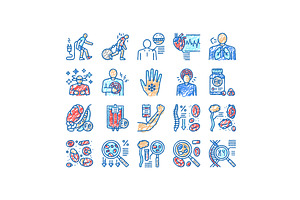 Anemia Patient Health Problem Icons, an Object Illustration by pikepicture