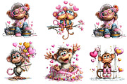 Valentines Day Monkey Sublimation, an Illustration by CreationArt (Thumbnail 2 of 6)
