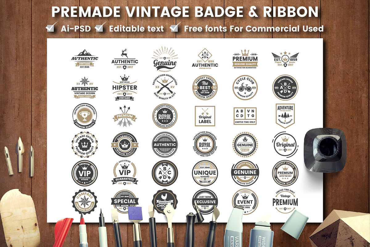 568 Vintage Objects and Badges, a Branding & Logo Template by Toonsteb (Photo 16 of 24)