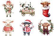 Funny Christmas Cow Clipart PNG, a Seasonal Illustration by Designking (Thumbnail 3 of 4)