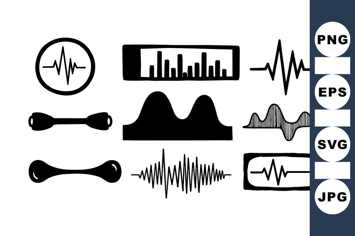Sound Wave Vector Clipart Set, an Illustration by designvectx (Photo 1 of 3)