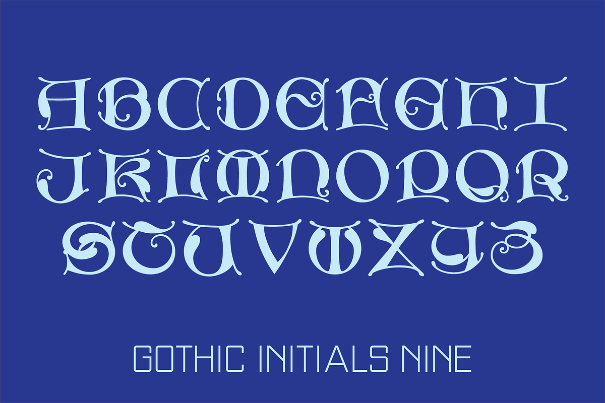 Gothic Initials Nine Font, a Script Font by GG Design (Photo 1 of 14)