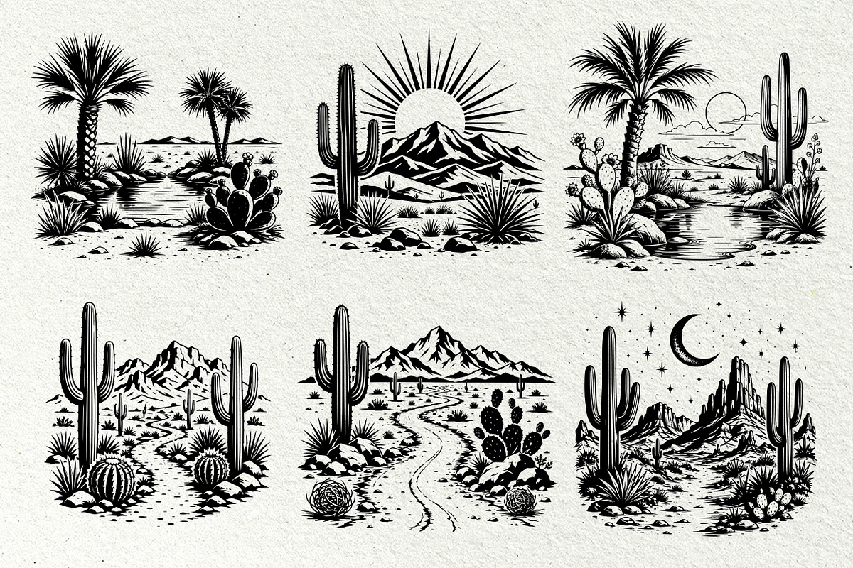Desert Scenes Line Art Graphics, a Decorative Illustration by DENIDigitalArtSudio (Photo 6 of 10)