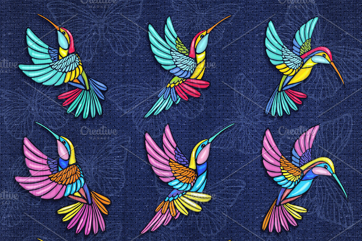 Hummingbird Roses Embroidered Patch, a Graphic by Iraida_Bearlala (Photo 2 of 7)